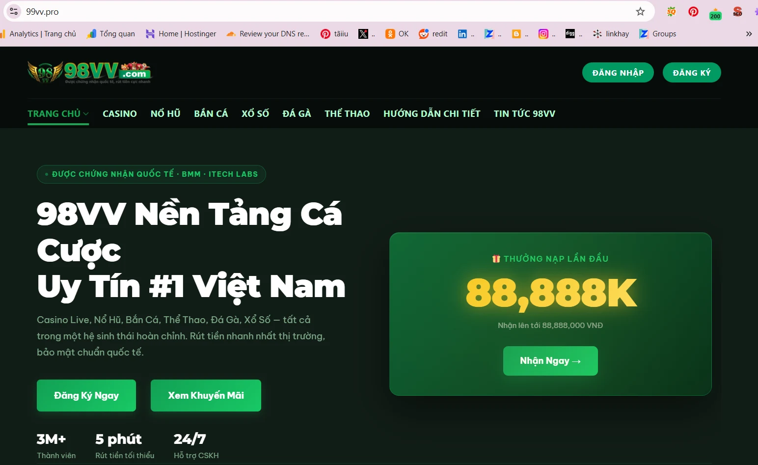 Giao diện trang chủ 99vv.pro cổng truy cập chính thức 98VV 